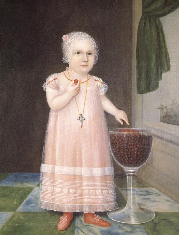 Johnson Joshua Little Girl in Pink with Goblet Filled with Strawberries:A Portrait oil painting picture